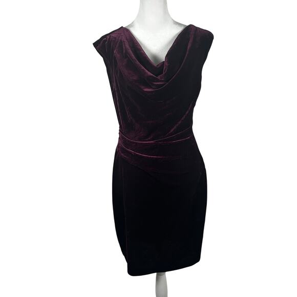 Jessica Howard Purple Sleeveless Evening Gown Dress Cowl Neck Velvet 8 Petite 8P - Picture 1 of 5